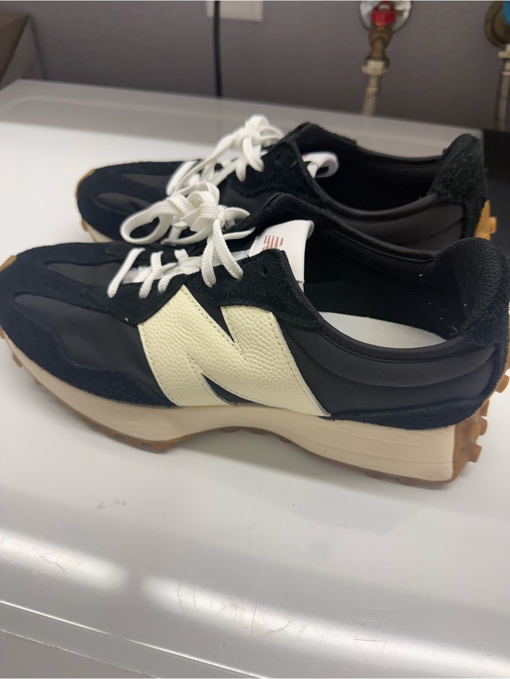 New Balance Black & Cream Retro-Style Athletic Sneakers